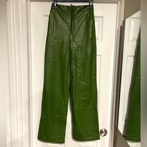 Green Faux Leather Pants